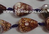 CAG5732 15 inches 15*20mm faceted teardrop fire crackle agate beads