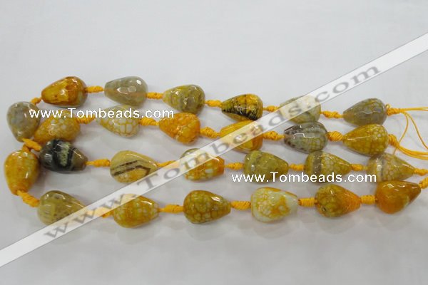 CAG5733 15 inches 15*20mm faceted teardrop fire crackle agate beads