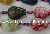 CAG5736 15 inches 15*20mm faceted teardrop fire crackle agate beads