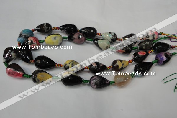 CAG5746 15 inches 15*20mm faceted teardrop fire crackle agate beads