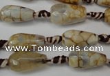 CAG5755 15 inches 8*16mm faceted teardrop fire crackle agate beads