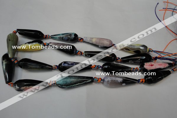 CAG5764 15 inches 12*35mm faceted teardrop fire crackle agate beads