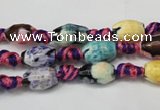 CAG5770 15 inches 6*9mm faceted rice fire crackle agate beads