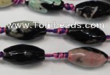 CAG5777 15 inches 10*20mm faceted rice fire crackle agate beads