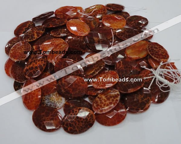 CAG578 15.5 inches 30*40mm faceted oval natural fire agate beads