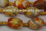 CAG5780 15 inches 12*16mm faceted rice fire crackle agate beads