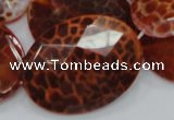 CAG579 15.5 inches 40*50mm faceted oval natural fire agate beads