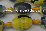 CAG5800 15 inches 15*20mm faceted rice fire crackle agate beads