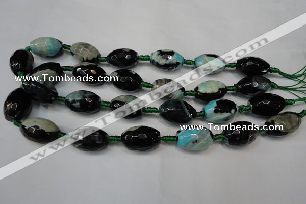 CAG5801 15 inches 15*20mm faceted rice fire crackle agate beads