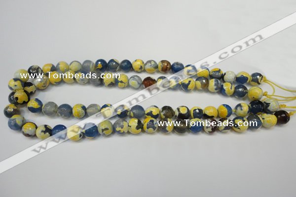 CAG5805 15 inches 10mm faceted round fire crackle agate beads