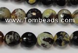 CAG5806 15 inches 10mm faceted round fire crackle agate beads