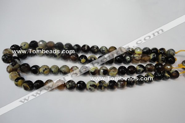 CAG5806 15 inches 10mm faceted round fire crackle agate beads