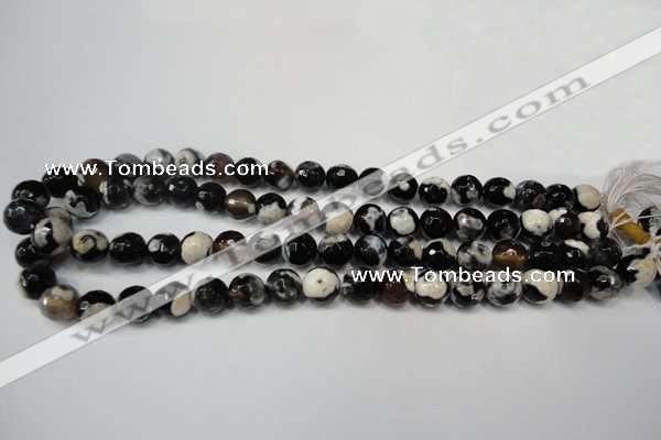 CAG5807 15 inches 10mm faceted round fire crackle agate beads