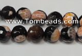 CAG5808 15 inches 10mm faceted round fire crackle agate beads