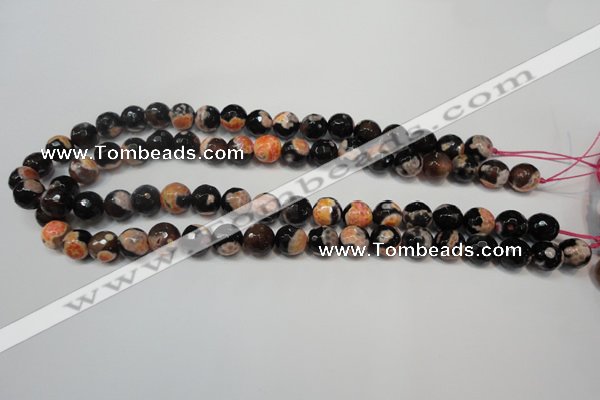 CAG5808 15 inches 10mm faceted round fire crackle agate beads