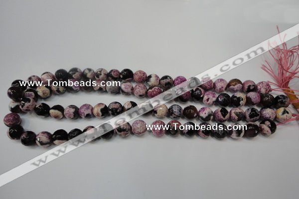 CAG5809 15 inches 10mm faceted round fire crackle agate beads