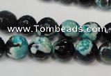 CAG5811 15 inches 10mm faceted round fire crackle agate beads