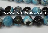 CAG5812 15 inches 10mm faceted round fire crackle agate beads