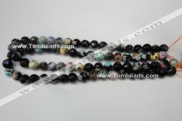 CAG5813 15 inches 10mm faceted round fire crackle agate beads