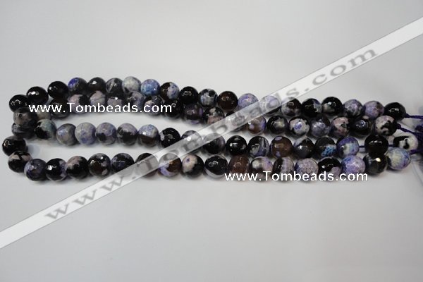 CAG5814 15 inches 10mm faceted round fire crackle agate beads