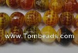 CAG5817 15 inches 10mm faceted round fire crackle agate beads