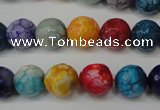 CAG5818 15 inches 10mm faceted round fire crackle agate beads