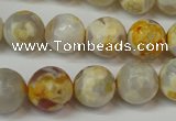 CAG5820 15 inches 12mm faceted round fire crackle agate beads