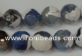 CAG5821 15 inches 12mm faceted round fire crackle agate beads