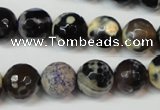 CAG5822 15 inches 12mm faceted round fire crackle agate beads