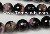 CAG5825 15 inches 12mm faceted round fire crackle agate beads