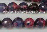 CAG5826 15 inches 12mm faceted round fire crackle agate beads