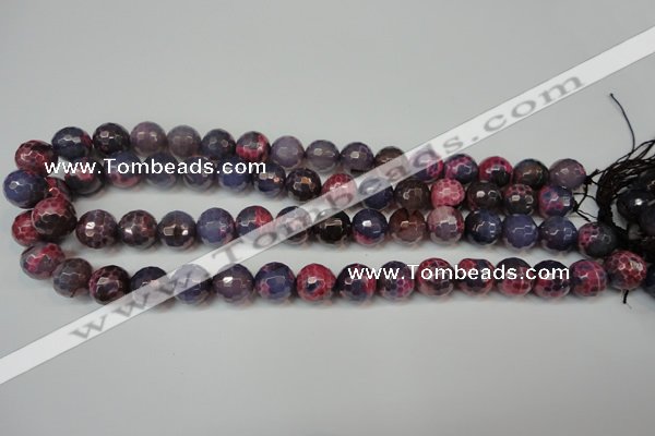 CAG5826 15 inches 12mm faceted round fire crackle agate beads