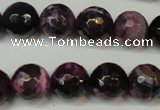 CAG5827 15 inches 12mm faceted round fire crackle agate beads