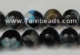 CAG5829 15 inches 12mm faceted round fire crackle agate beads