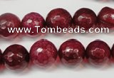 CAG5832 15 inches 12mm faceted round fire crackle agate beads