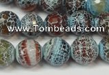 CAG5834 15 inches 12mm faceted round fire crackle agate beads