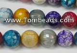 CAG5836 15 inches 12mm faceted round fire crackle agate beads