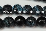 CAG5838 15 inches 12mm faceted round fire crackle agate beads