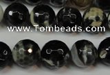 CAG5840 15 inches 14mm faceted round fire crackle agate beads