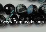 CAG5841 15 inches 14mm faceted round fire crackle agate beads