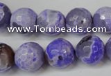 CAG5843 15 inches 14mm faceted round fire crackle agate beads