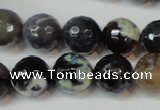 CAG5847 15 inches 14mm faceted round fire crackle agate beads