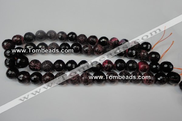 CAG5849 15 inches 14mm faceted round fire crackle agate beads