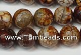 CAG5850 15 inches 14mm faceted round fire crackle agate beads