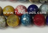 CAG5851 15 inches 14mm faceted round fire crackle agate beads