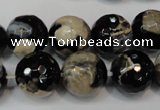 CAG5855 15 inches 16mm faceted round fire crackle agate beads