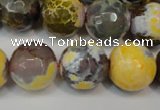 CAG5858 15 inches 16mm faceted round fire crackle agate beads