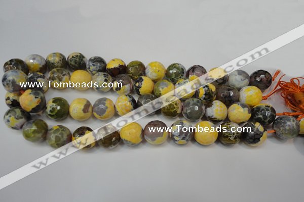 CAG5858 15 inches 16mm faceted round fire crackle agate beads
