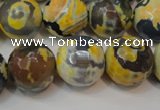 CAG5869 15 inches 16mm faceted round fire crackle agate beads