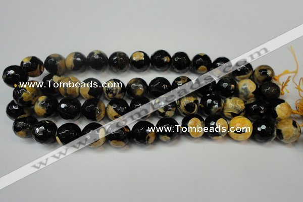 CAG5860 15 inches 16mm faceted round fire crackle agate beads